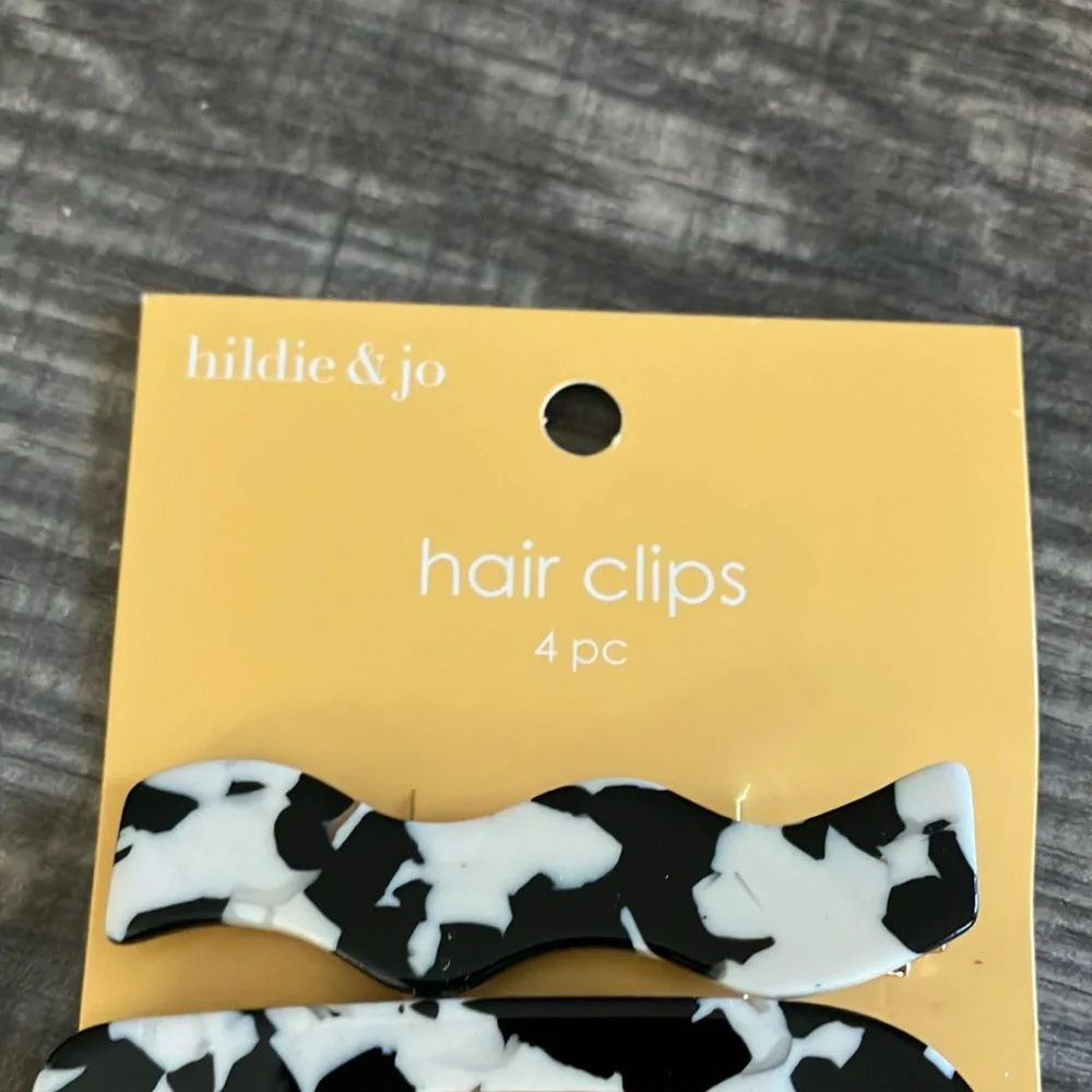 Black and White Cow Print Hair Clips
